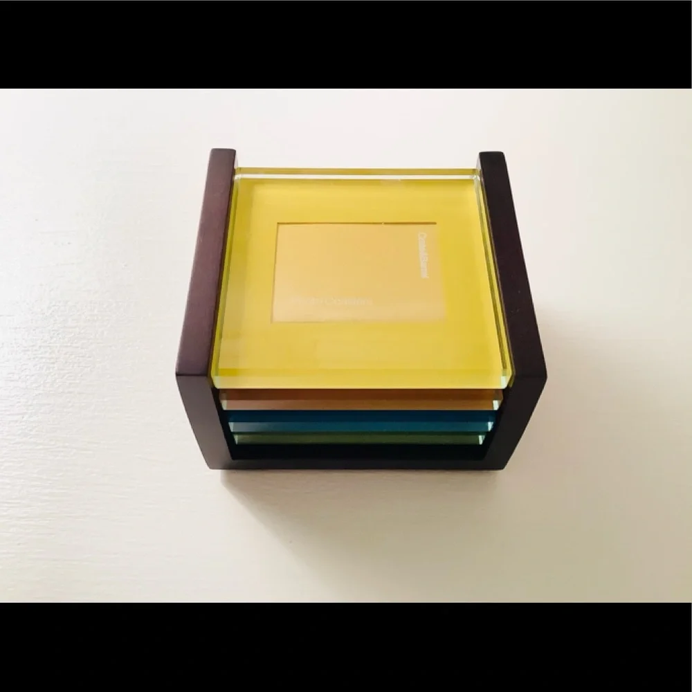 CRATE & BARREL GLASS PHOTO AND ART COASTERS